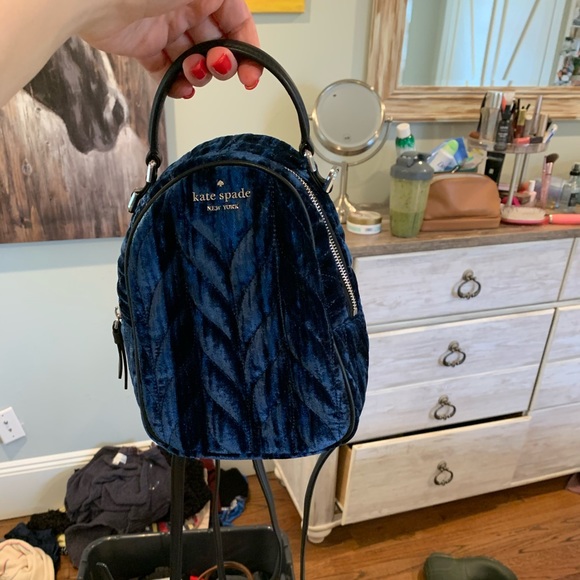 Kate Spade blue velvet back pack